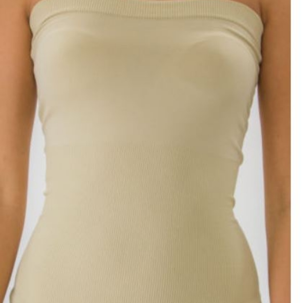 Strapless Tube Top Basic Layering Ribbed Stretch T - Picture 7 of 8